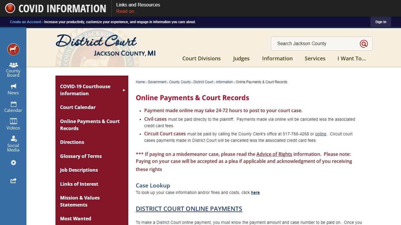 Online Payments & Court Records | Jackson County, MI
