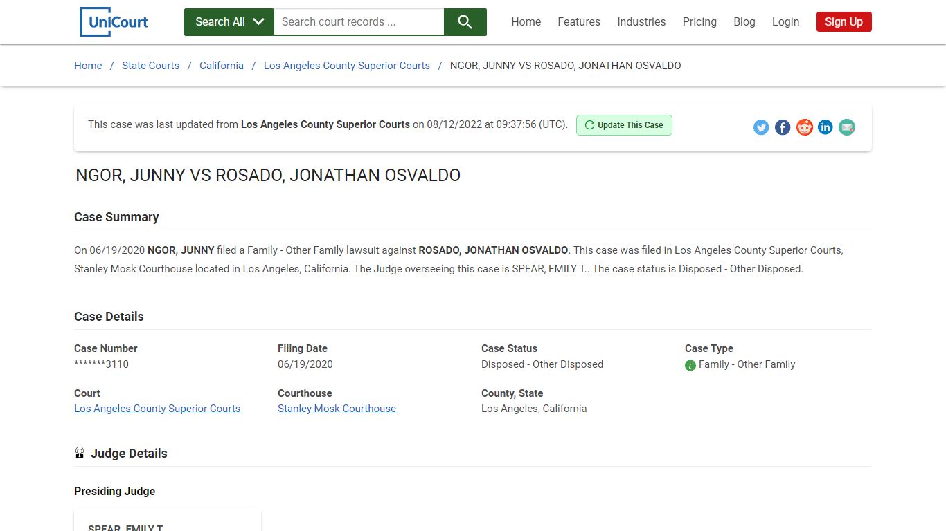 NGOR, JUNNY VS ROSADO, JONATHAN OSVALDO | Court Records ...